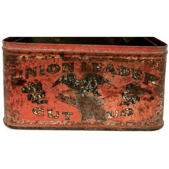 C. 1900-1920s Union Leader Cut Plug for Smoking Chewing Lorillard Tobacco Tin - Picture 2 of 8